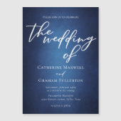 ブルーモダンミニマリスト水辺夕べ結婚ズ マグネット招待状 (正面)