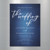 ブルーモダンミニマリスト水辺夕べ結婚ズ マグネット招待状