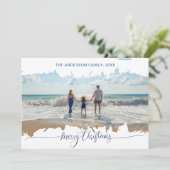 ブルーモダンミニマルなクリスマスコラージュ写真 招待状 (スタンド正面)