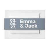 ブルーモダンミニマルはっきりしたリストホワイトタイポグラフィ 招待状ベリーバンド (正面例)