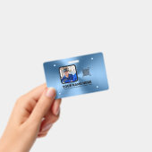 ブルーモダンミニマルプロフェッショナル写真QRcode バッジ (手持ち)