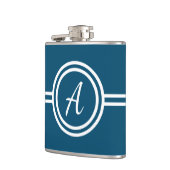 ブルーモダンミニマルモノグラムイニシャル フラスク (左)