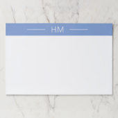 ブルーモダンミニマルモノグラムイニシャル ペーパーパッド (正面)