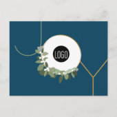 ブルーモダンミニマルリースJOYビジネスロゴ シーズンポストカード (正面)