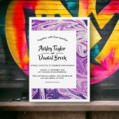 ブルーモダンミニマル銀河系抽象芸術ア結婚ート 招待状