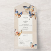 ブルーモダンミニマル&ラスト蝶タンディナー オールインワン招待状 (内側)