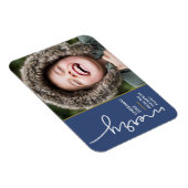 ブルーモダンメリークリスマススクリプトフォトカード マグネット (右側)