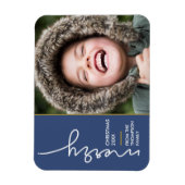 ブルーモダンメリークリスマススクリプトフォトカード マグネット (縦)