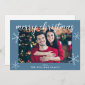 ブルーモダンメリークリスマスフォトホリデーカード シーズンカード (正面/裏面)