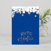 ブルーモダンメリークリスマス写真家族 箔シーズンカード (立ち正面)