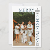 ブルーモダンメリークリスマス写真 シーズンカード (正面)