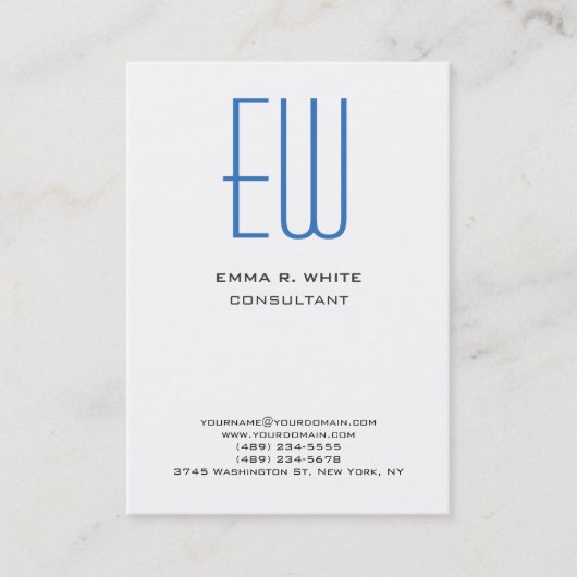 ブルーモダンモノグラムホワイトプロフェッショナル 名刺 (正面)