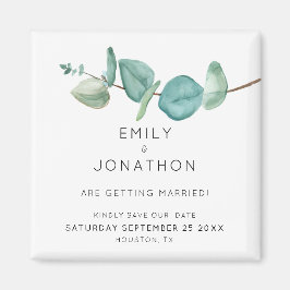 ブルーモダンユーカリ葉ーズは日付磁石を保存 マグネット