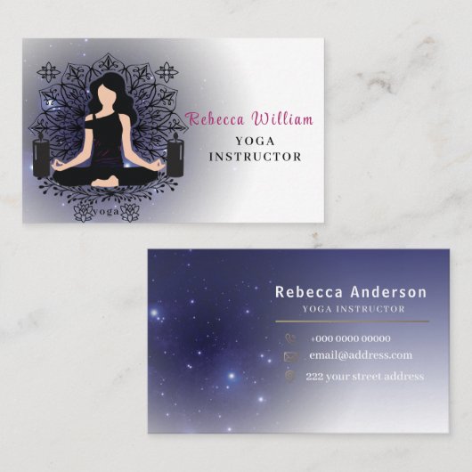 ブルーモダンヨガインストラクタースタイル 名刺 (正面/裏面)