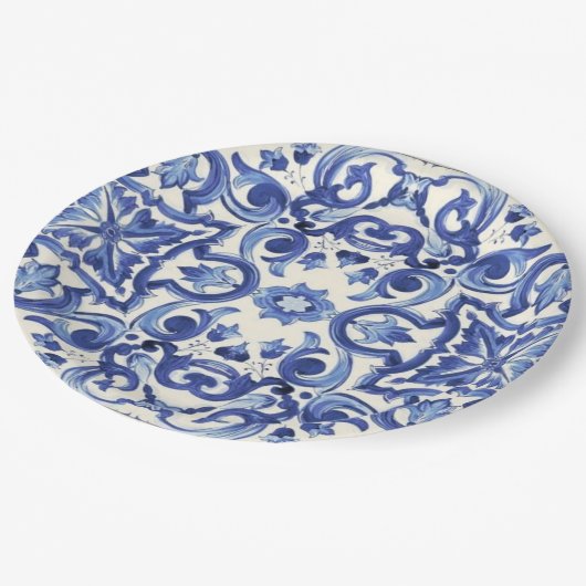 ブルーモダンライタリアンドルチェヴィータ紙プレート ペーパープレート (アングル)