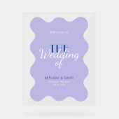 ブルーモダンラベンダーウェー結婚ブのウェルカムサイン アクリルサイン (正面)