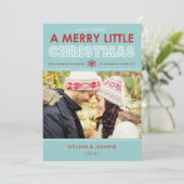 ブルーモダンリトルメリークリスマスフラットカード シーズンカード (スタンド正面)