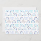 ブルーモダンレインボー子供の誕生日パーティー写真 招待状 (裏面)