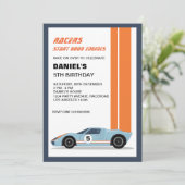 ブルーモダンレースカーボーイ誕生日 招待状 (スタンド正面)