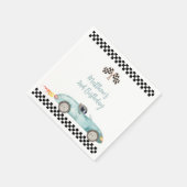 ブルーモダンレースカー誕生日 スタンダードカクテルナプキン (角)