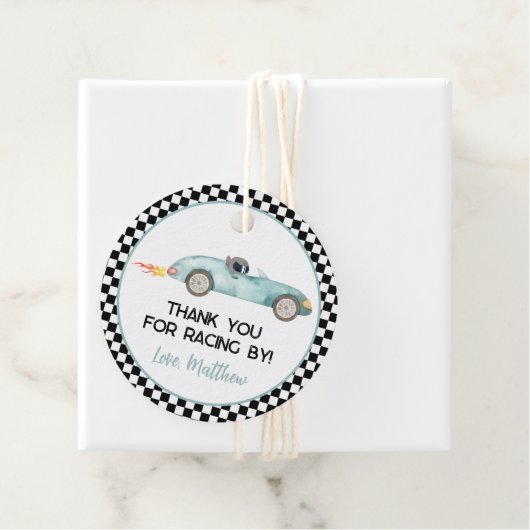 ブルーモダンレースカー誕生日 フェイバータグ (インサイチュ)