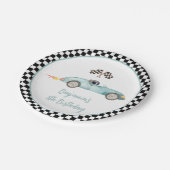 ブルーモダンレースカー誕生日 ペーパープレート (アングル)