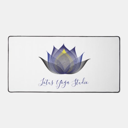 ブルーモダンロータスフラワーデザインヨガエレガントゼン デスクマット (正面)
