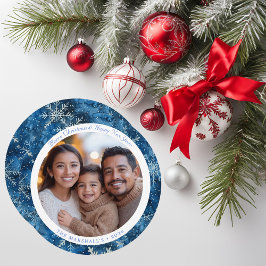 ブルーモダンヴィンテージスノーフレークスクリスマスカード シーズンカード