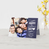 ブルーモダンヴィンテージバナー父の日の写真 カード (黄色い花)