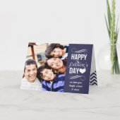 ブルーモダンヴィンテージバナー父の日の写真 カード (正面)