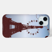 ブルーモダンヴィンテージパリエッフェルタワー Case-Mate iPhoneケース (裏面 (横))