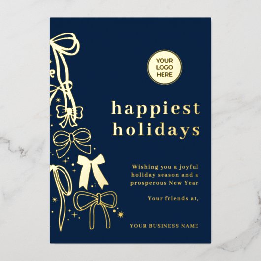 ブルーモダン企業のクリスマスゴールドフォイルカード 箔シーズンカード (正面)