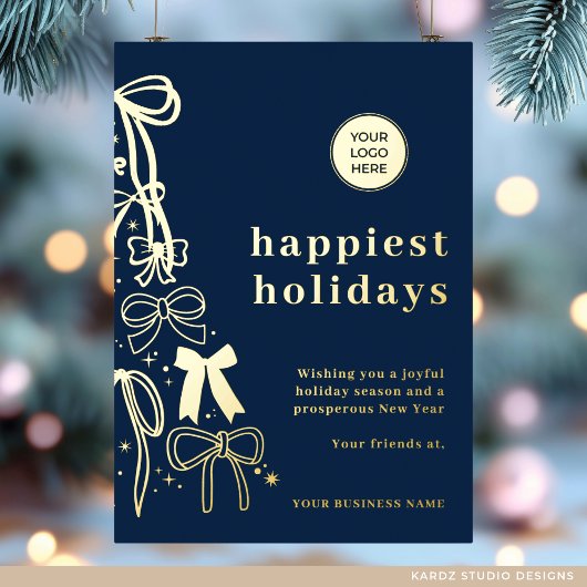 ブルーモダン企業のクリスマスゴールドフォイルカード 箔シーズンカード