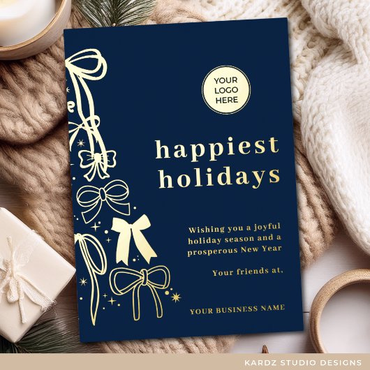 ブルーモダン企業のクリスマスゴールドフォイルカード 箔シーズンカード