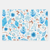 ブルーモダン凍っていクリスマスホリデー ラッピングペーパーシート (正面)