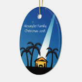 ブルーモダン出生クリスマスオーナメント セラミックオーナメント (左)