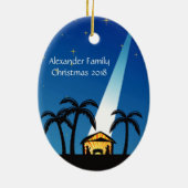 ブルーモダン出生クリスマスオーナメント セラミックオーナメント (裏面)