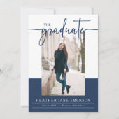 ブルーモダン卒業おめでとう 案内状 (正面)