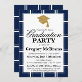 ブルーモダン卒業党招待状 招待状 (正面/裏面)