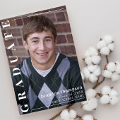 ブルーモダン卒業式パーティーカスタム写真 招待状