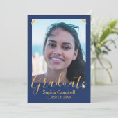 ブルーモダン卒業式招待状 招待状 (スタンド正面)