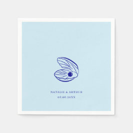 ブルーモダン地中海のシェル結婚のナプキン スタンダードカクテルナプキン