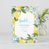 ブルーモダン地中海の&レモンブライダルシャワーI 招待状 (スタンド正面)