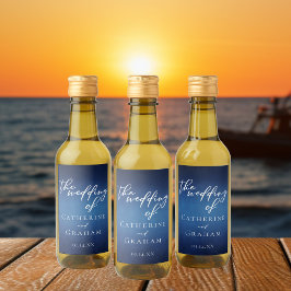 ブルーモダン夕べの結婚カスタマイズ可能なミニ ワインラベル