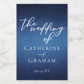 ブルーモダン夕べの結婚カスタマイズ可能なミニ ワインラベル (シングルラベル)