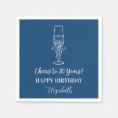 ブルーモダン応援30年誕生日ナプキンス スタンダードカクテルナプキン (正面)