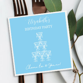 ブルーモダン応援30年誕生日ナプキンス スタンダードカクテルナプキン