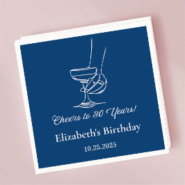ブルーモダン応援30年誕生日ナプキンス スタンダードカクテルナプキン
