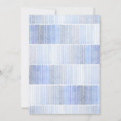 ブルーモダン抽象芸術アーチボーイベビーシャワー 招待状 (裏面)