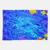 ブルーモダン抽象芸術ア絵を描ート キッチンタオル (横)